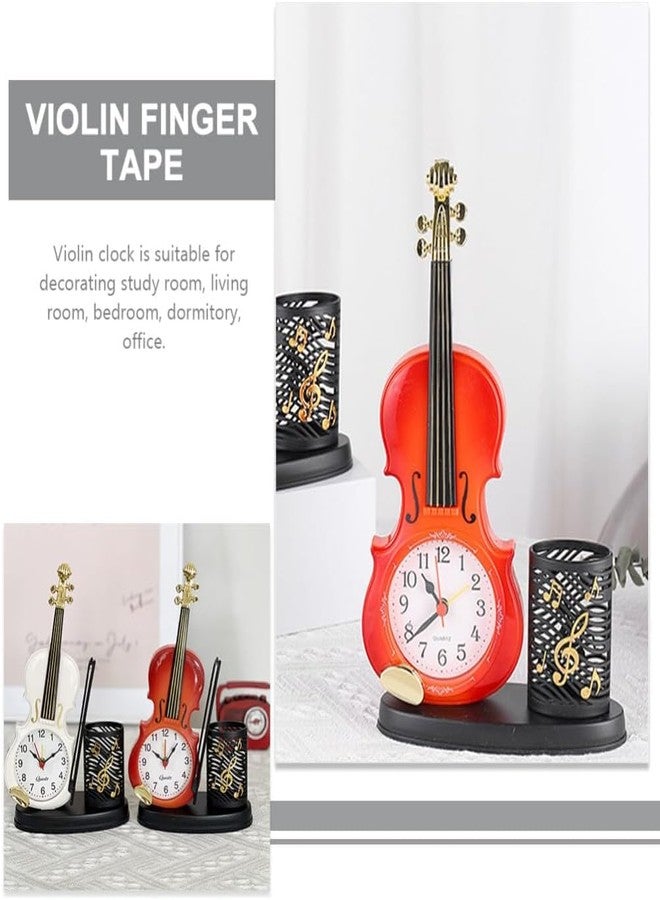 Jamboree!!! Violin Shape Table Clock with Pen Holder - Decorative Musical Instrument Design Desk Clock for Home & Office - Image 3